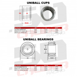 Uniball Bearing Fabrication Kit -Cup, Bearing and snap ring