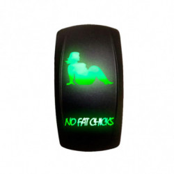 Waterproof On/Off Rocker Switch Sexy Design "No Fat Chicks" with Green LED Illumination