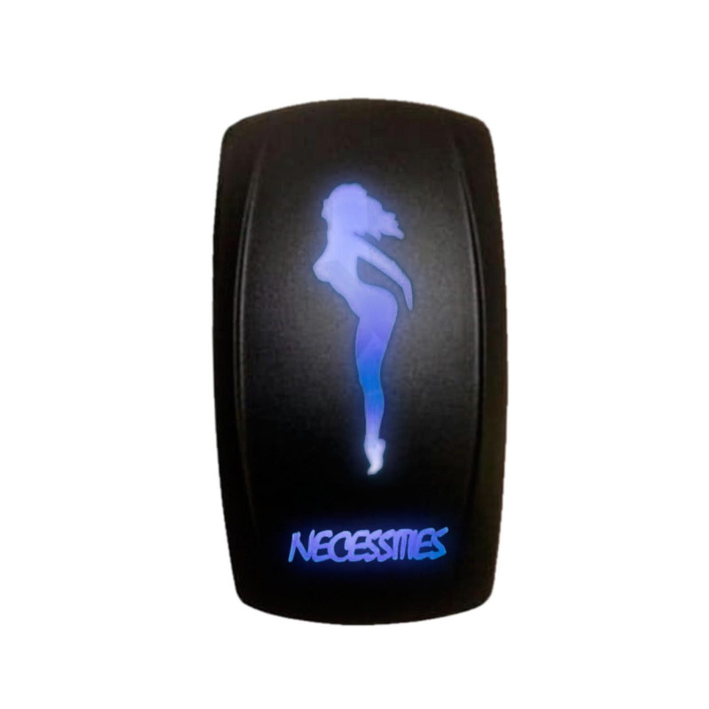 Waterproof On/Off Rocker Switch Sexy Design "Necessities" with BLUE LED Illumination