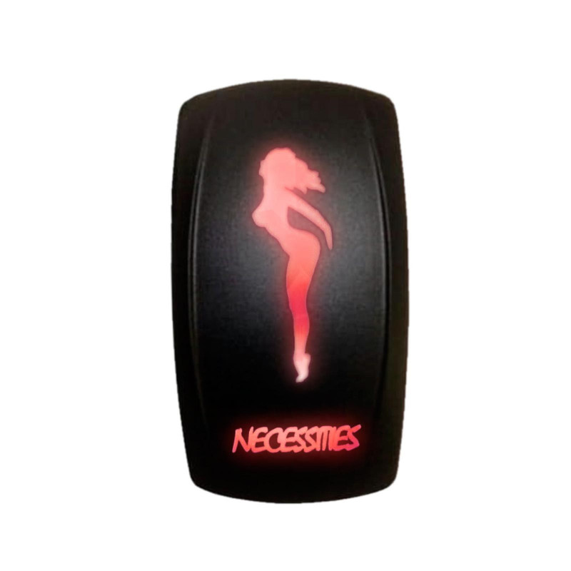 Waterproof On/Off Rocker Switch Sexy Design "Necessities" with RED LED Illumination