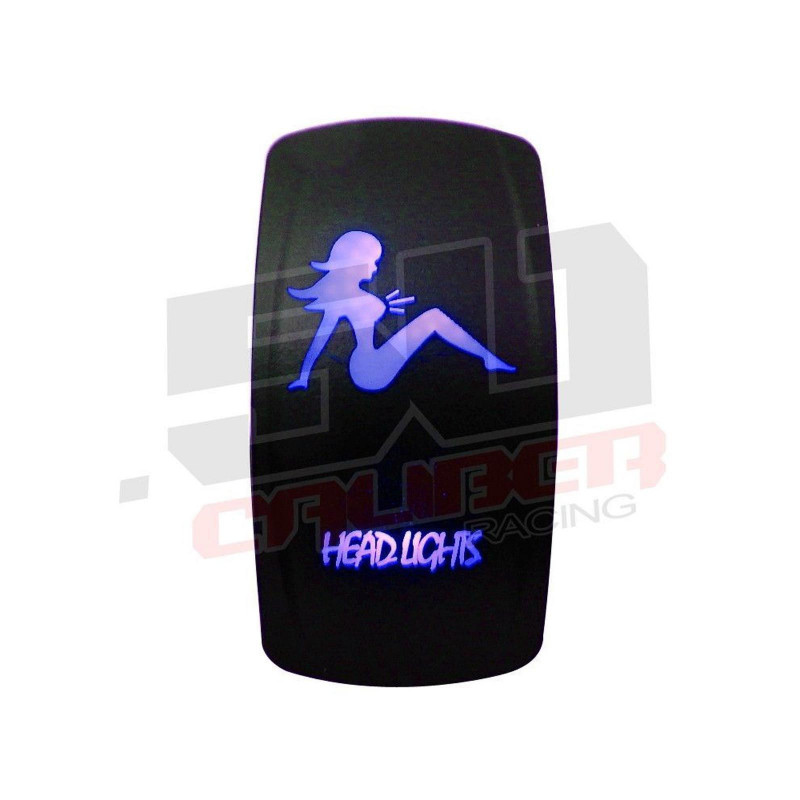 Waterproof On/Off Rocker Switch Sexy Design "Head Lights" with BLUE LED Illumination
