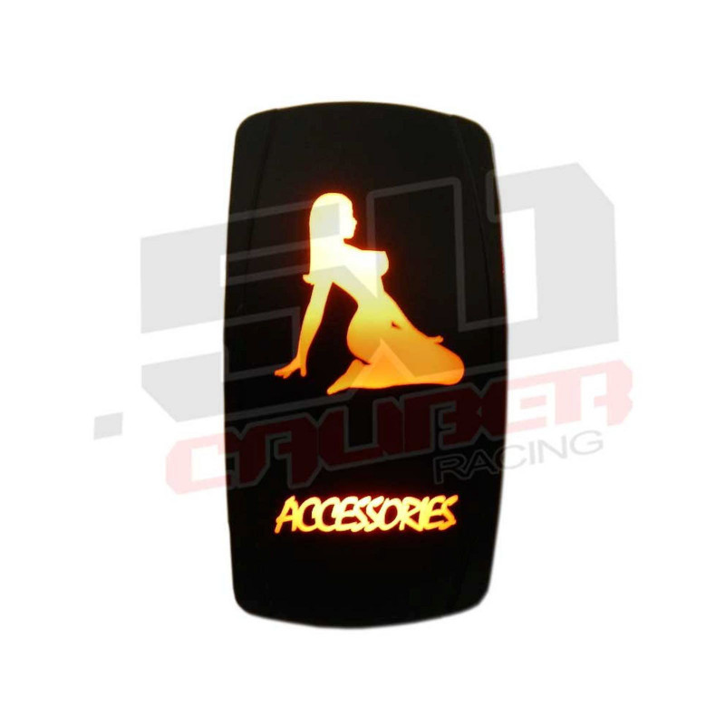 Waterproof On/Off Rocker Switch Sexy Design "Accessories" with Orange LED Illumination