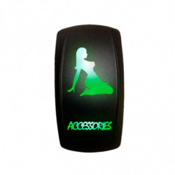 Waterproof On/Off Rocker Switch Sexy Design "Accessories" with Green LED Illumination