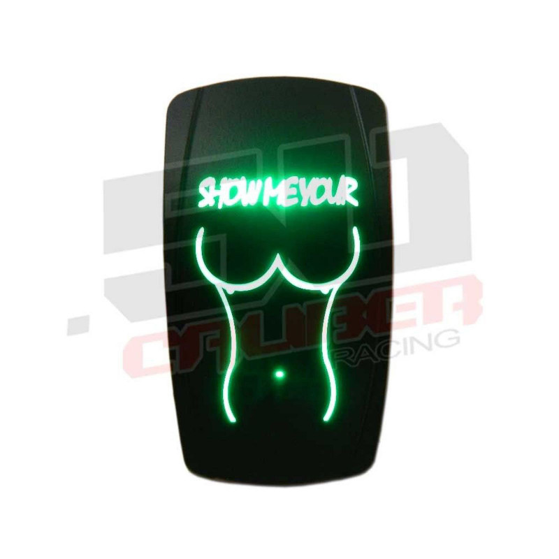 On/Off Rocker Switch "Show Me Your..." Sexy Girl Design Green