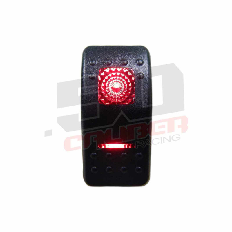 50 Caliber Racing ON/OFF/ON Waterproof Rocker Switch, LED Backlit Available in Red Blue Green & Orange