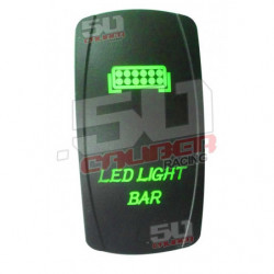 Illuminated 50 Caliber Racing On/Off Rocker Switch with laser-etched design - "LED Light Bar" GREEN