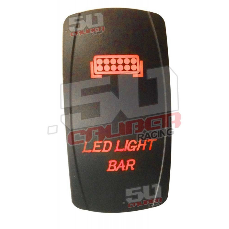 Illuminated 50 Caliber Racing On/Off Rocker Switch with laser-etched design - "LED Light Bar" ORANGE
