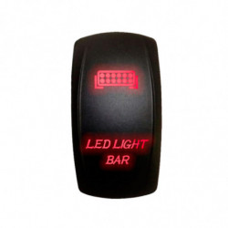 Illuminated 50 Caliber Racing On/Off Rocker Switch with laser-etched design - "LED Light Bar" RED