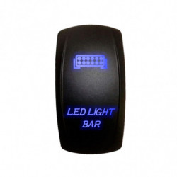 Illuminated 50 Caliber Racing On/Off Rocker Switch with laser-etched design - "LED Light Bar" BLUE