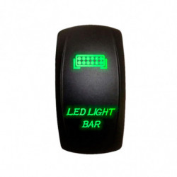 Illuminated 50 Caliber Racing On/Off Rocker Switch with laser-etched design - "LED Light Bar" GREEN