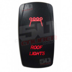 Illuminated 50 Caliber Racing On/Off Rocker Switch with laser etched design - "Roof Lights" red