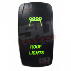 Illuminated 50 Caliber Racing On/Off Rocker Switch with laser etched design - "Roof Lights" Green