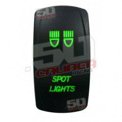 Illuminated 50 Caliber Racing On/Off Rocker Switch with laser etched design - "Spot Lights" Green LED
