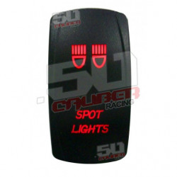 Illuminated 50 Caliber Racing On/Off Rocker Switch with laser etched design - "Spot Lights" Red LED