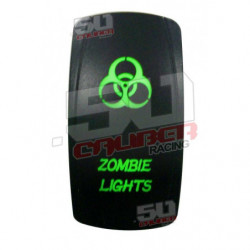Illuminated 50 Caliber Racing On/Off Rocker Switch with laser etched design - "Zombie Lights" GREEN LED