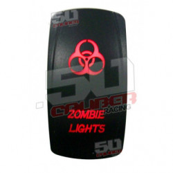 Illuminated 50 Caliber Racing On/Off Rocker Switch with laser etched design - "Zombie Lights" RED LED