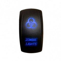 Illuminated 50 Caliber Racing On/Off Rocker Switch with laser etched design - "Zombie Lights" BLUE LED