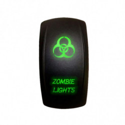 Illuminated 50 Caliber Racing On/Off Rocker Switch with laser etched design - "Zombie Lights" GREEN LED