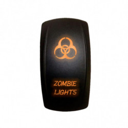 Illuminated 50 Caliber Racing On/Off Rocker Switch with laser etched design - "Zombie Lights" ORANGE LED