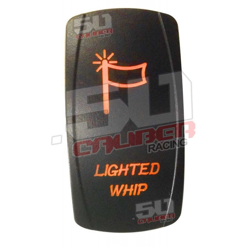Illuminated 50 Caliber Racing On/Off Rocker Switch with laser etched design - "Lighted Whip"