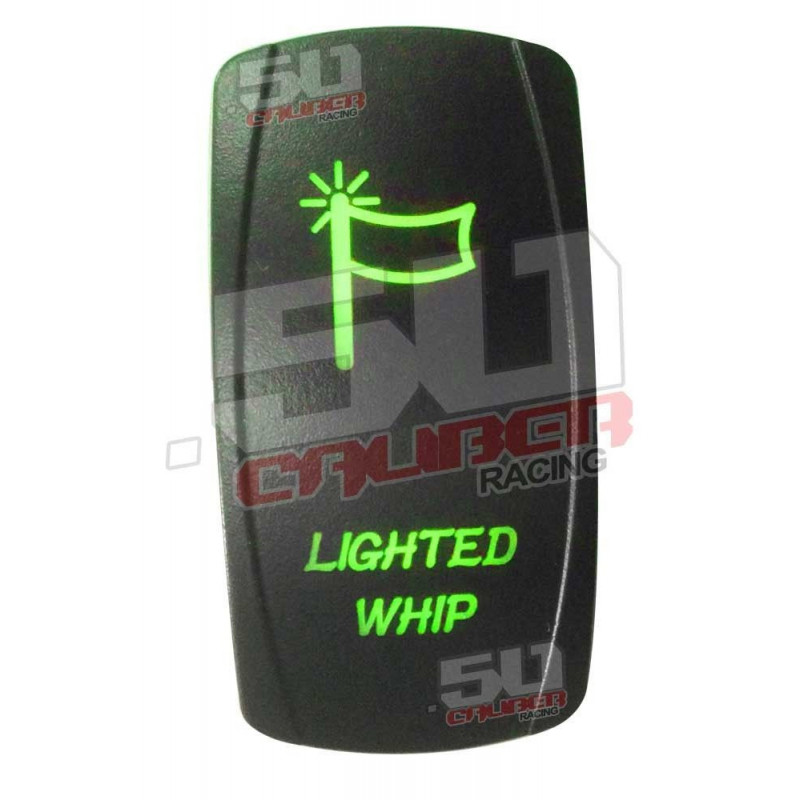 Illuminated 50 Caliber Racing On/Off Rocker Switch with laser etched design - "Lighted Whip"