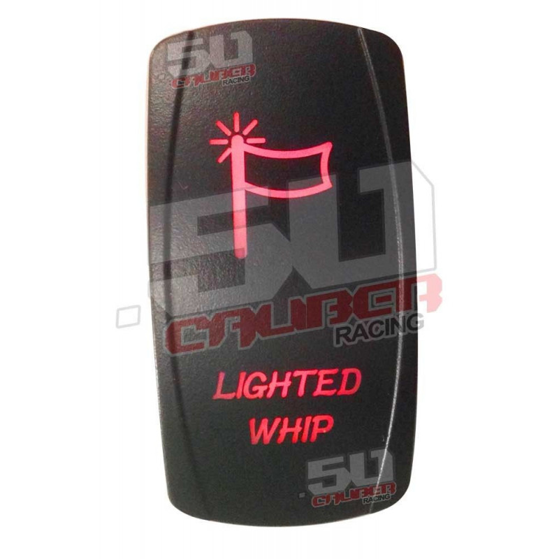 Illuminated 50 Caliber Racing On/Off Rocker Switch with laser etched design - "Lighted Whip"