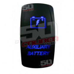 Illuminated 50 Caliber Racing On/Off Rocker Switch with laser-etched design "Auxiliary Battery"