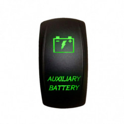 Illuminated 50 Caliber Racing On/Off Rocker Switch with laser-etched design "Auxiliary Battery"