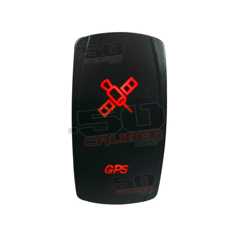 Illuminated 50 Caliber Racing On/Off Rocker Switch with laser-etched design - "GPS"