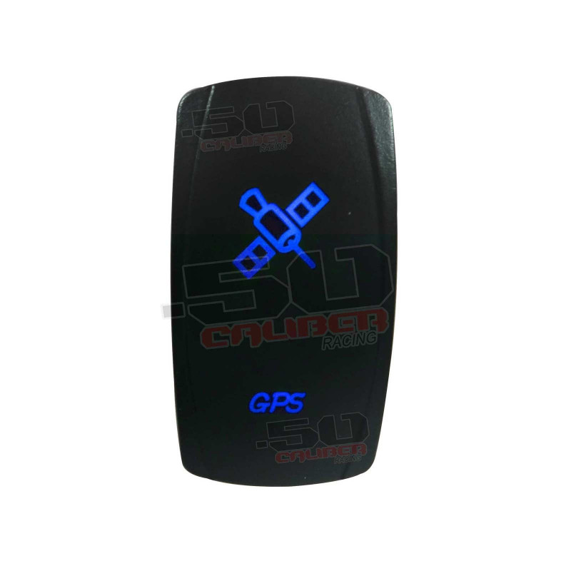 Illuminated 50 Caliber Racing On/Off Rocker Switch with laser-etched design - "GPS"