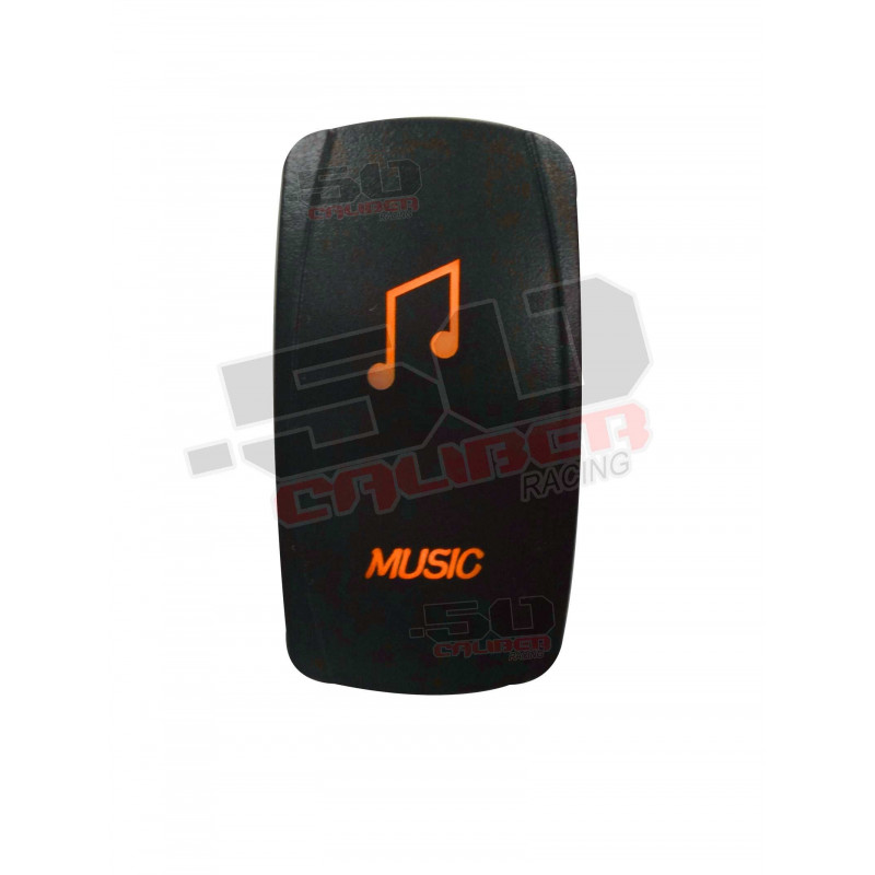 Illuminated 50 Caliber Racing On/Off Rocker Switch with laser etched design - "Music"