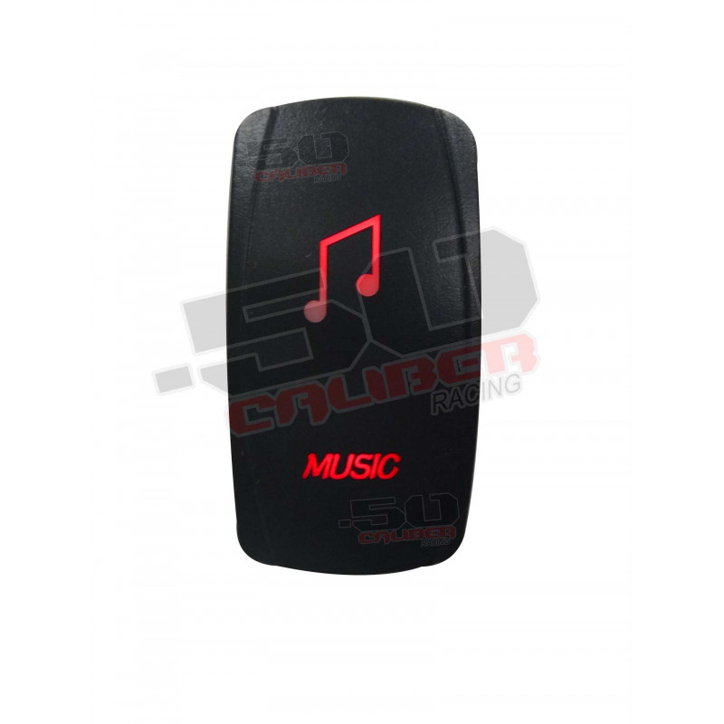 Illuminated 50 Caliber Racing On/Off Rocker Switch with laser etched design - "Music"