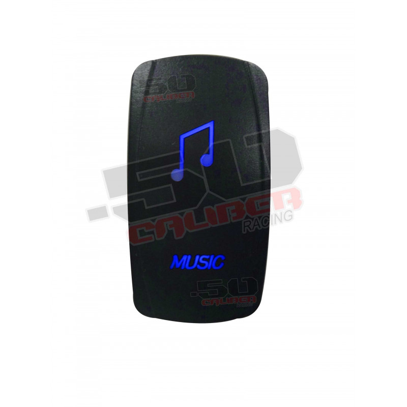 Illuminated 50 Caliber Racing On/Off Rocker Switch with laser etched design - "Music"