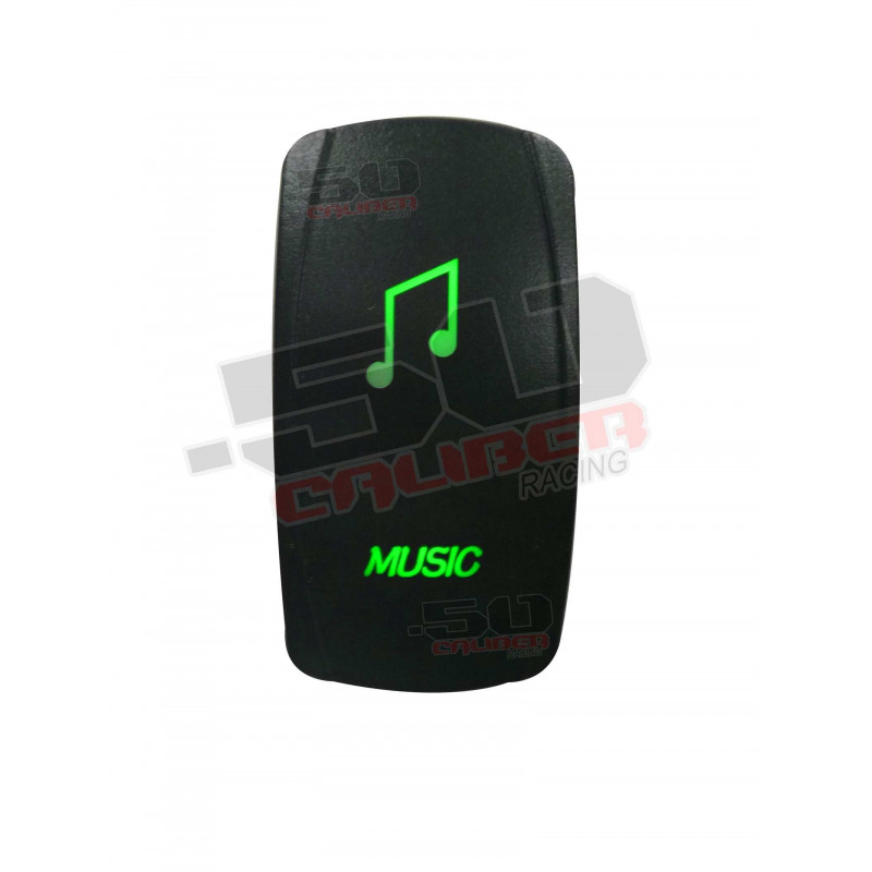 Illuminated 50 Caliber Racing On/Off Rocker Switch with laser etched design - "Music"