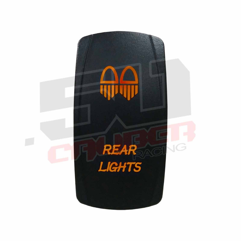 Illuminated 50 Caliber Racing On/Off Rocker Switch with laser etched design - "Dual Rear Lights"