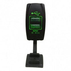 Illuminated 50 Caliber Racing Dual USB Rocker Switch - USB Type A