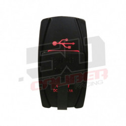 Illuminated 50 Caliber Racing Dual USB Rocker Switch - USB Type A