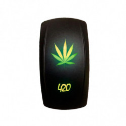 Illuminated 50 Caliber Racing On/Off Rocker Switch with laser etched design - "420 Leaf"