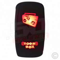 Illuminated 50 Caliber Racing On/Off Rocker Switch with laser etched design -"Boom Box"