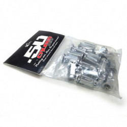 50 Caliber Racing Chrome 10mm x 1.25 Flat Lug Nuts 14mm Hex 19mm Round Base Hub Centric Set of 16
