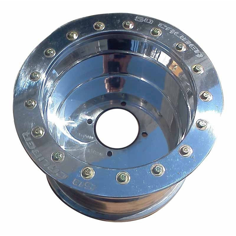 50 Caliber Racing Beadlock Wheel 12x8, .160 Thick - 4x110 Bolt pattern - 4/4 Offset - Polished Aluminum