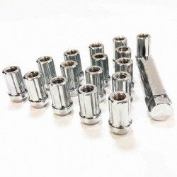 Chrome Spline Lug Nuts - 12x1.5mm Thread - Tapered Seat - Includes socket key - 16 Pack