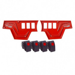Havasu Red 6061 CNC Billet 6 Switch Dash Panel for RZR XP1000 - 2 Piece with 4 Additional Rocker Switches Included