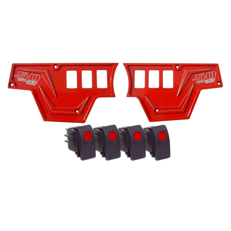 Havasu Red 6061 CNC Billet 6 Switch Dash Panel for RZR XP1000 - 2 Piece with 4 Additional Rocker Switches Included