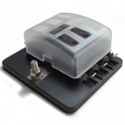 Universal 6 Way Covered 12V Circuit Blade Fuse Box with LED Indicators and Accessories