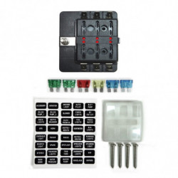 Universal 6 Way Covered 12V Circuit Blade Fuse Box with LED Indicators and Accessories