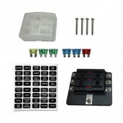 6 Way 12V Circuit Fuse Block - LED Indicators - Ring Terminals