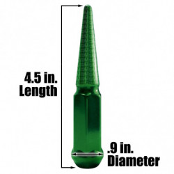 4.5 Inch Spike Lug Nut Singles - Green Finish